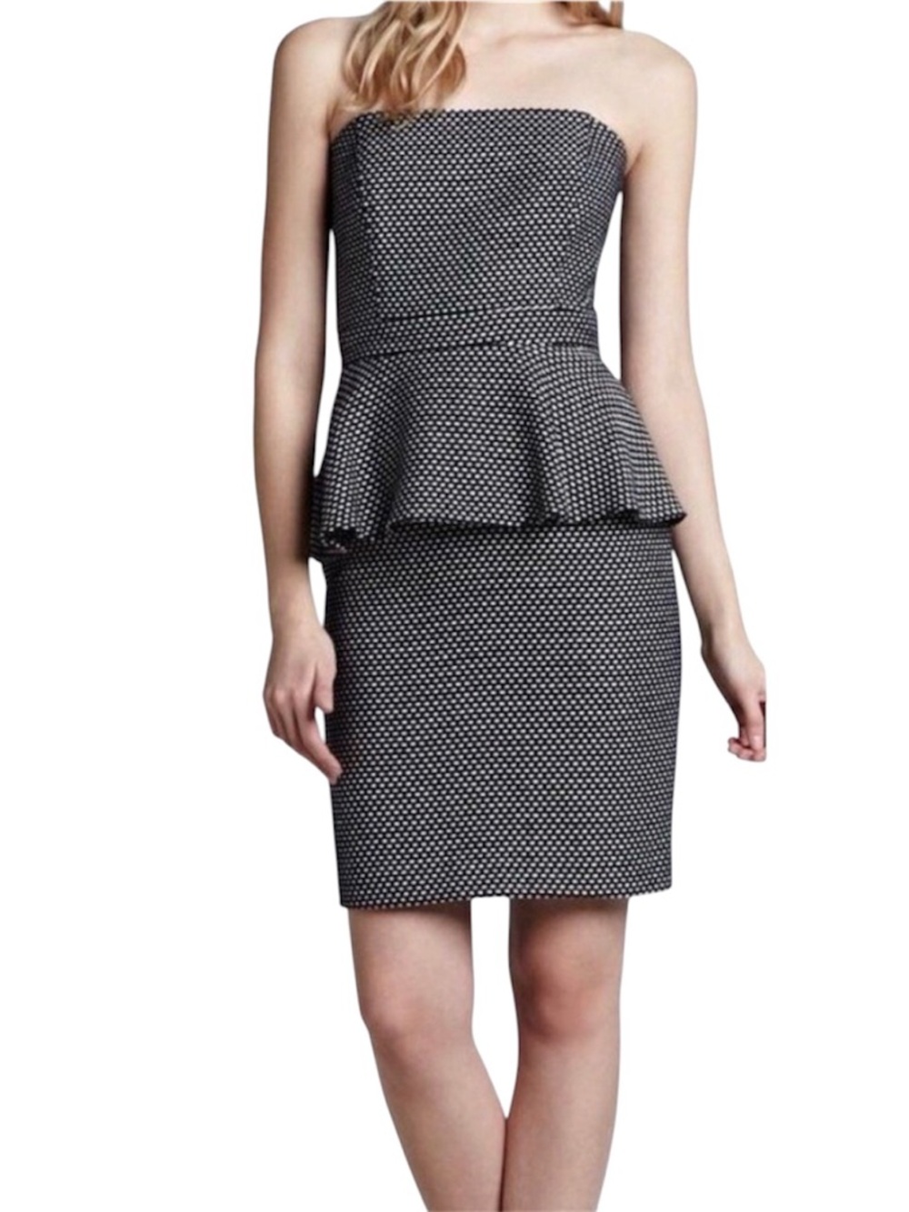 Shoshanna Natalya Strapless Peplum Dress Navy Blue Size 0